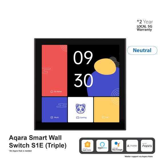 AQARA Magic Smart Switch S1E (Triple rocker neutral needed) Wi-Fi Support Apple HomeKit, Alexa, Google (Smart Light Switches)